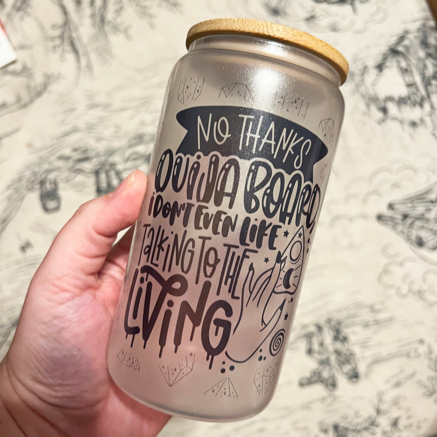 No Thanks, Ouija Board, I Don't Even Like Talking to the Living Halloween 16 oz Glass Jar With Lid
