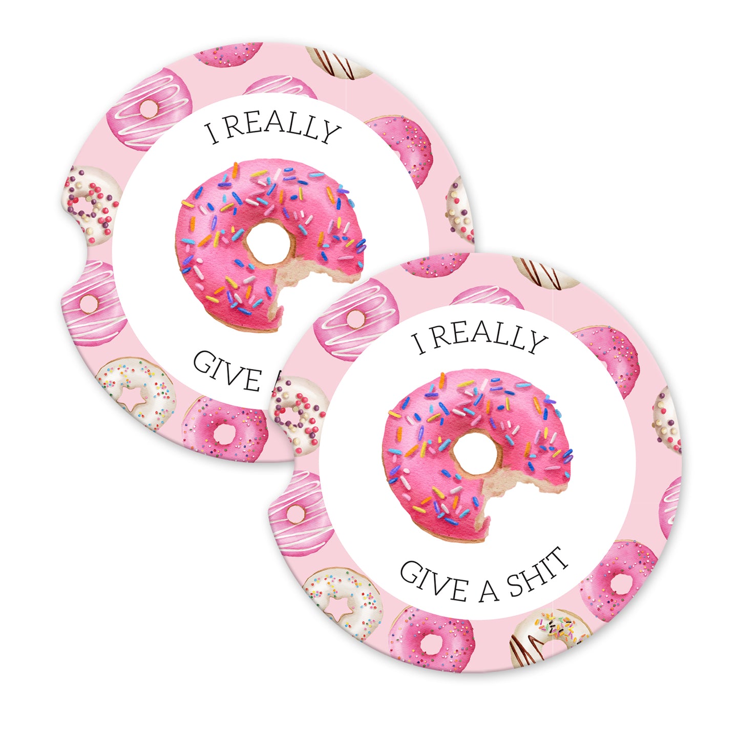 I Really Donut Give a Shit Sandstone Car Coasters (Set of 2)