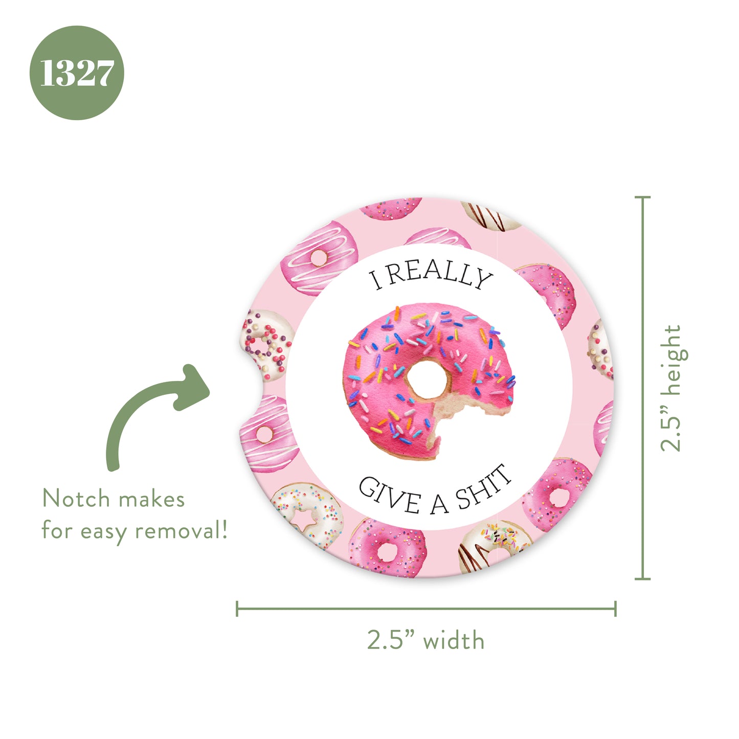 I Really Donut Give a Shit Sandstone Car Coasters (Set of 2)