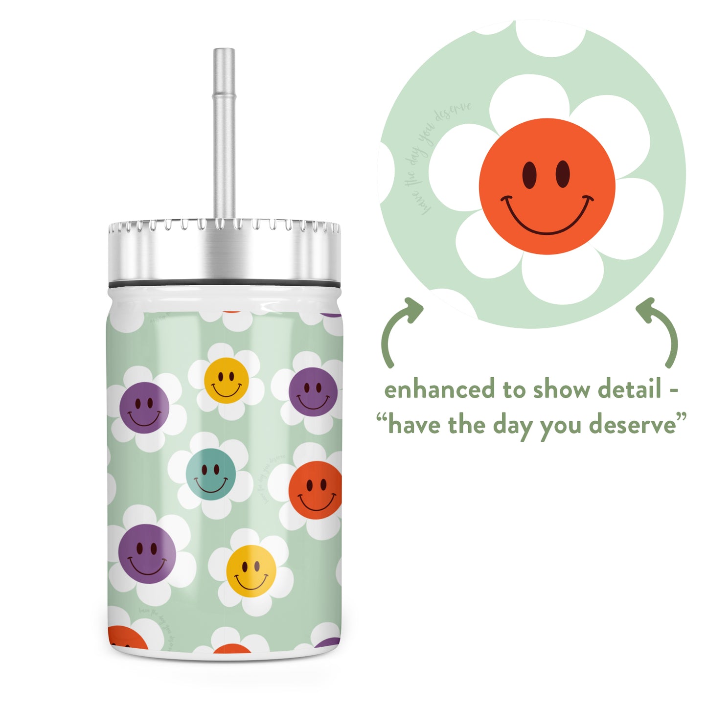 Smiley Have the Day You Deserve Insulated Mason Jar With Lid