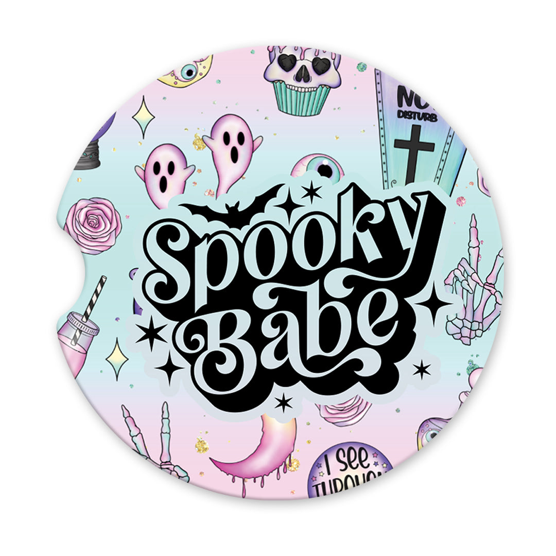 Spooky Babe Sandstone Car Coasters (Set of 2)