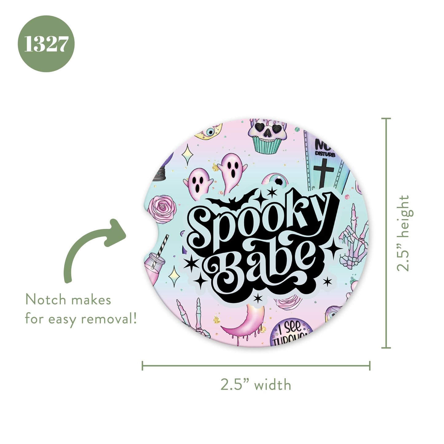 Spooky Babe Sandstone Car Coasters (Set of 2)