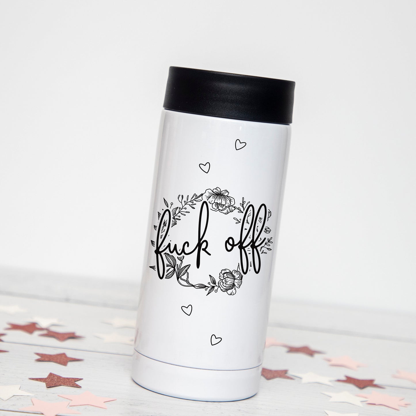 Floral Fuck Off Insulated Skinny Can Cooler