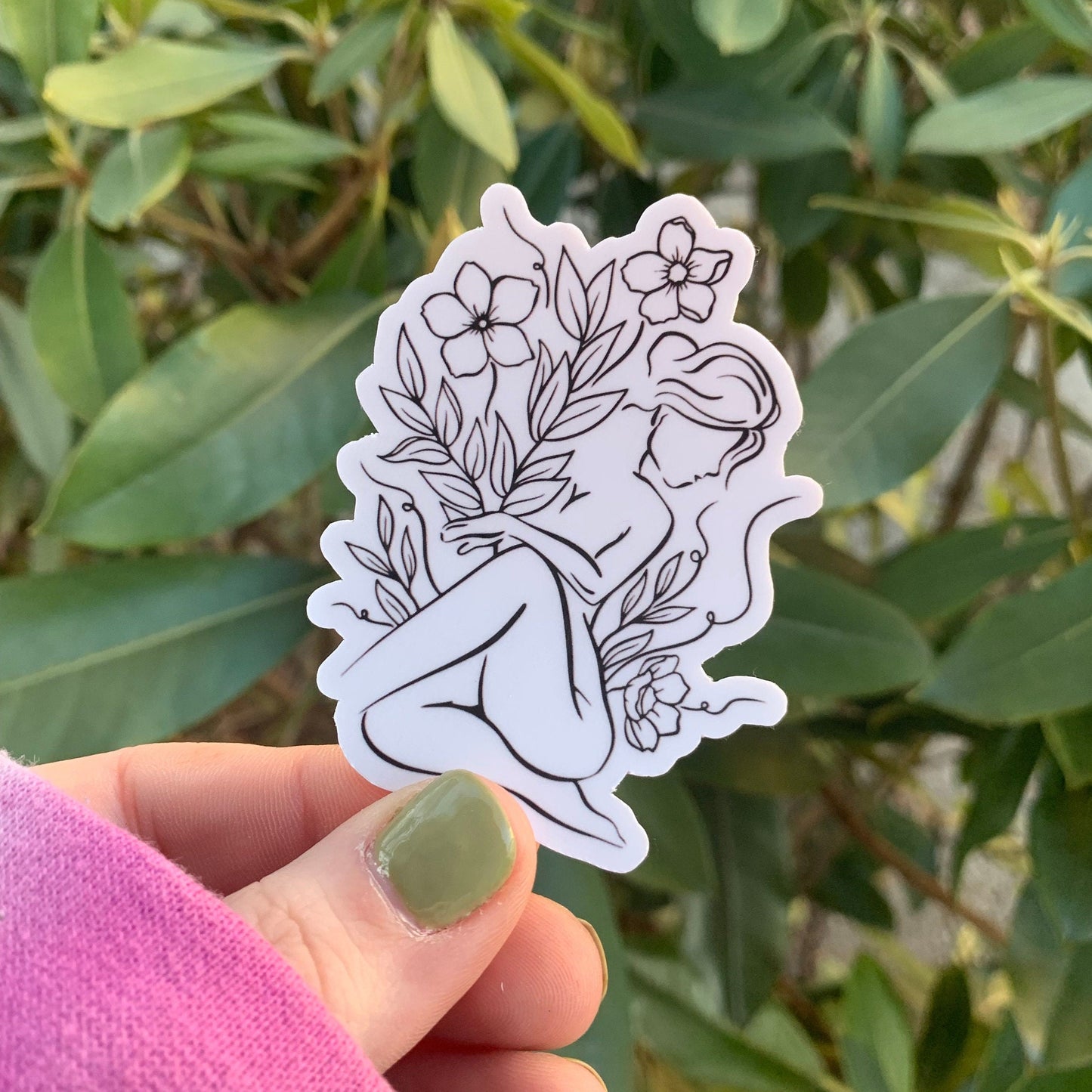 Silhouette Floral Woman 1 Die Cut Sticker
