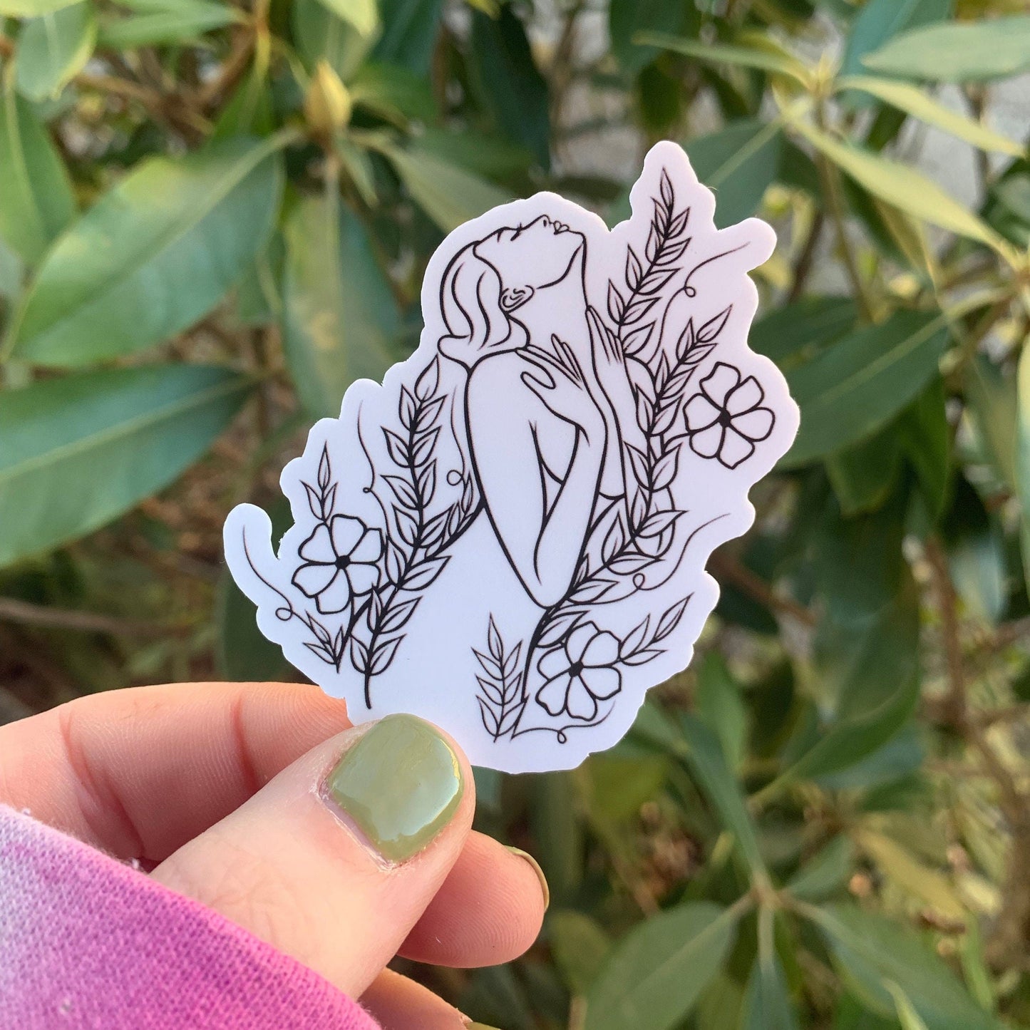 Floral Woman Die Cut Sticker 2