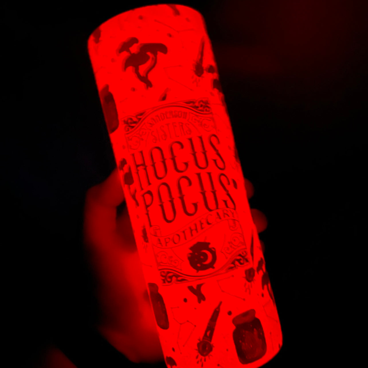 Sisters Apothecary RED Glow in the Dark Halloween Skinny Tumbler